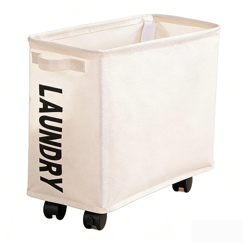 New Wheeled Storage Basket, Foldable and Portable, Large-Capacity Organizer for Home Laundry and Clothes