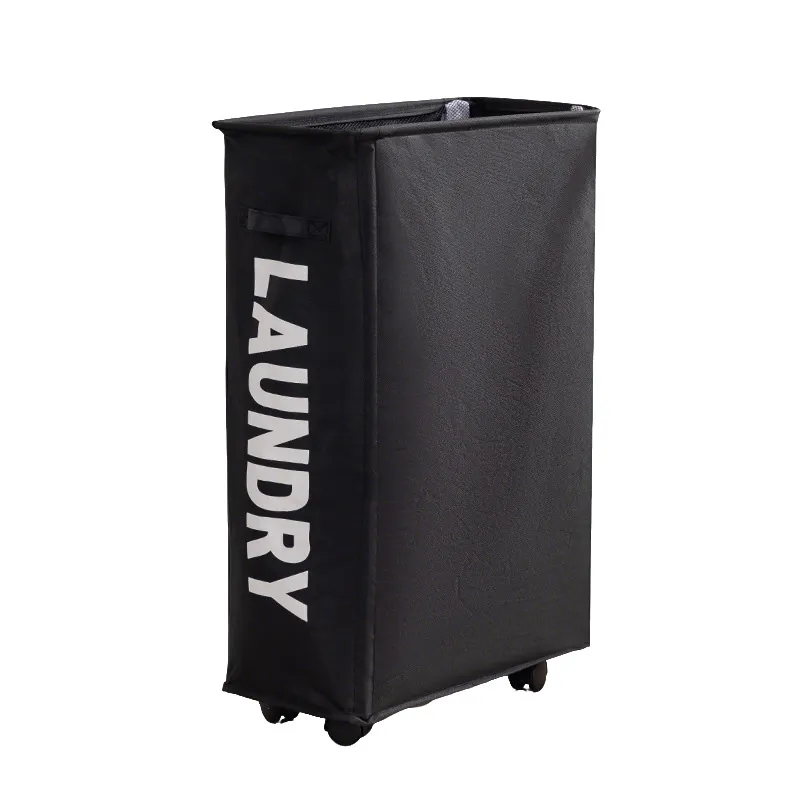 New Wheeled Storage Basket, Foldable and Portable, Large-Capacity Organizer for Home Laundry and Clothes