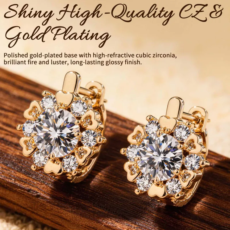 New Zircon Earrings, Copper with Real Gold Plating, Fashionable Women's Studs, Clips, Dangling Earrings, Jewelry Gold-3
