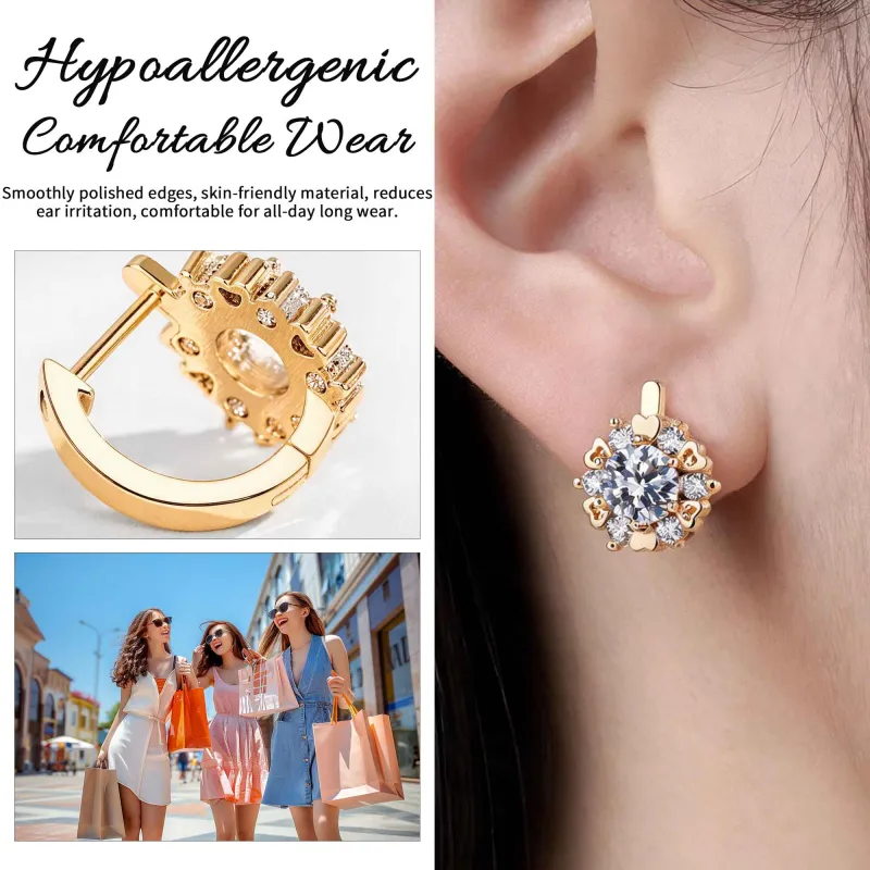 New Zircon Earrings, Copper with Real Gold Plating, Fashionable Women's Studs, Clips, Dangling Earrings, Jewelry Gold-5