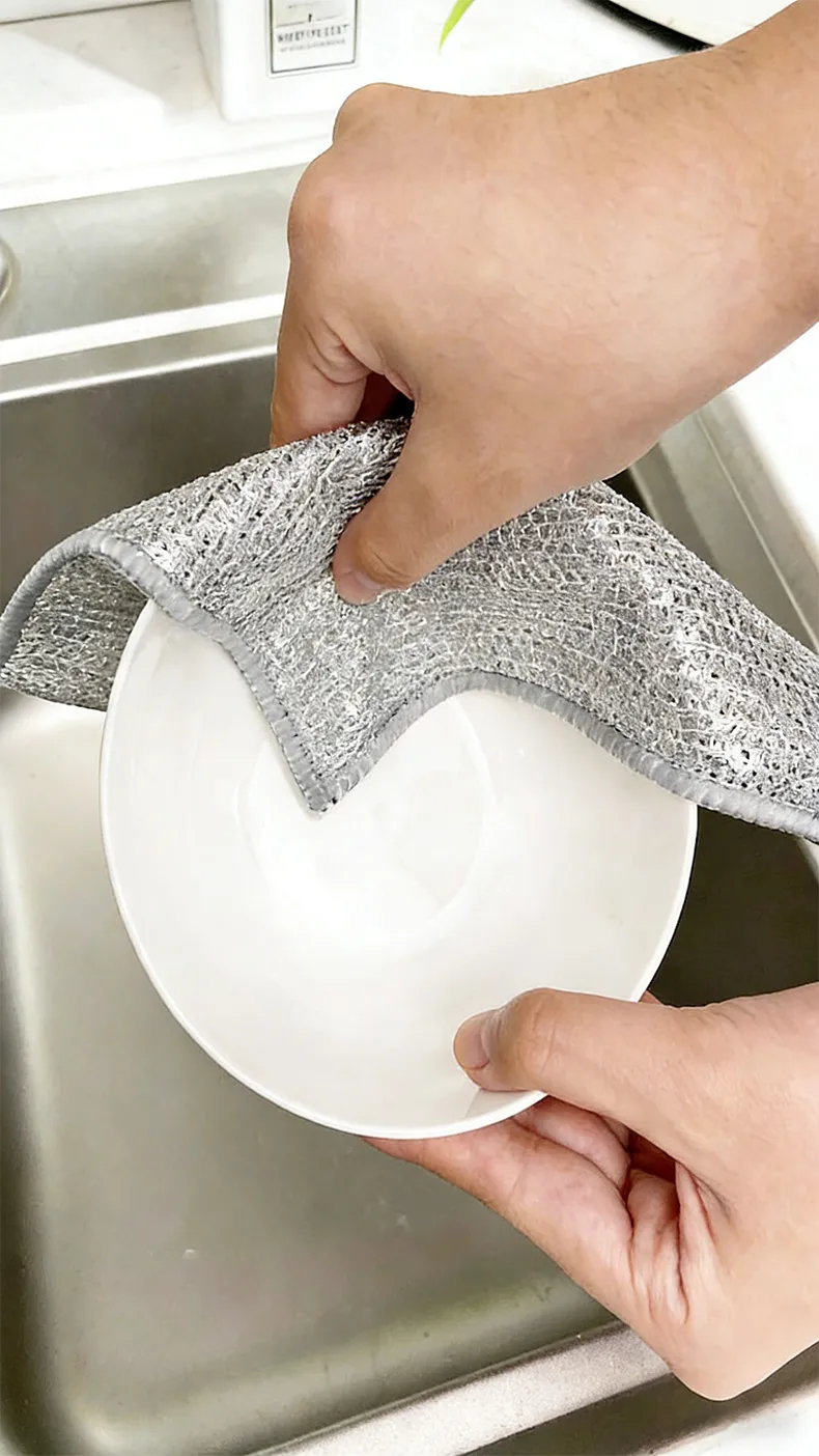 (Pack of 5), Steel Wire Dishwashing Rags for Wet and Dry Stainless Steel Scrubber Non-Scratch Wire Dishcloth for Washing Dishes Sinks Counters Silver-2