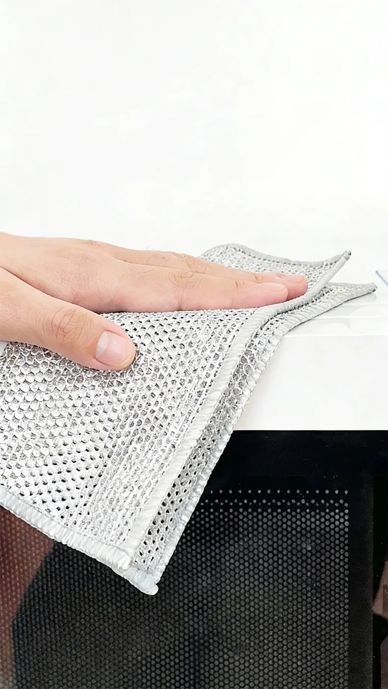 (Pack of 5), Steel Wire Dishwashing Rags for Wet and Dry Stainless Steel Scrubber Non-Scratch Wire Dishcloth for Washing Dishes Sinks Counters Silver-3