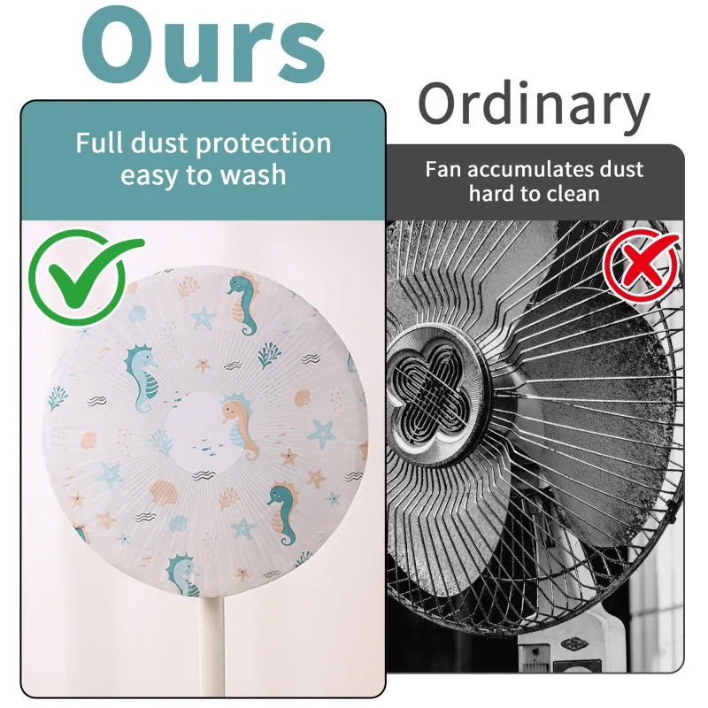 Pastoral PEVA Fan Dust Cover, Universal Protective Cover for Table Fans, Floor Fans, Washable Dust Cover Mixed-7