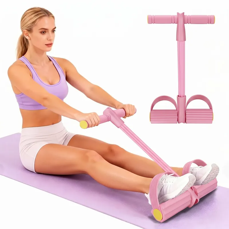 Multifunction Tension Rope, Elastic Yoga Pedal Puller Resistance Band, Natural Latex Tension Rope Fitness Equipment, for Abdomen/Waist/Arm/Leg Stretching Slimming Training Pink-2