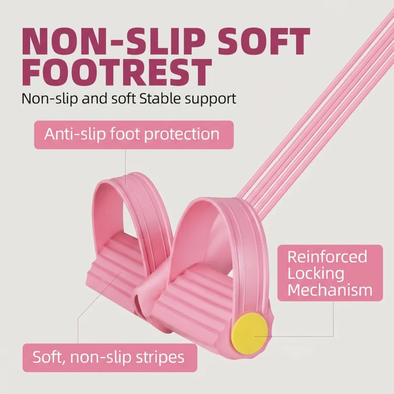 Multifunction Tension Rope, Elastic Yoga Pedal Puller Resistance Band, Natural Latex Tension Rope Fitness Equipment, for Abdomen/Waist/Arm/Leg Stretching Slimming Training Pink-4