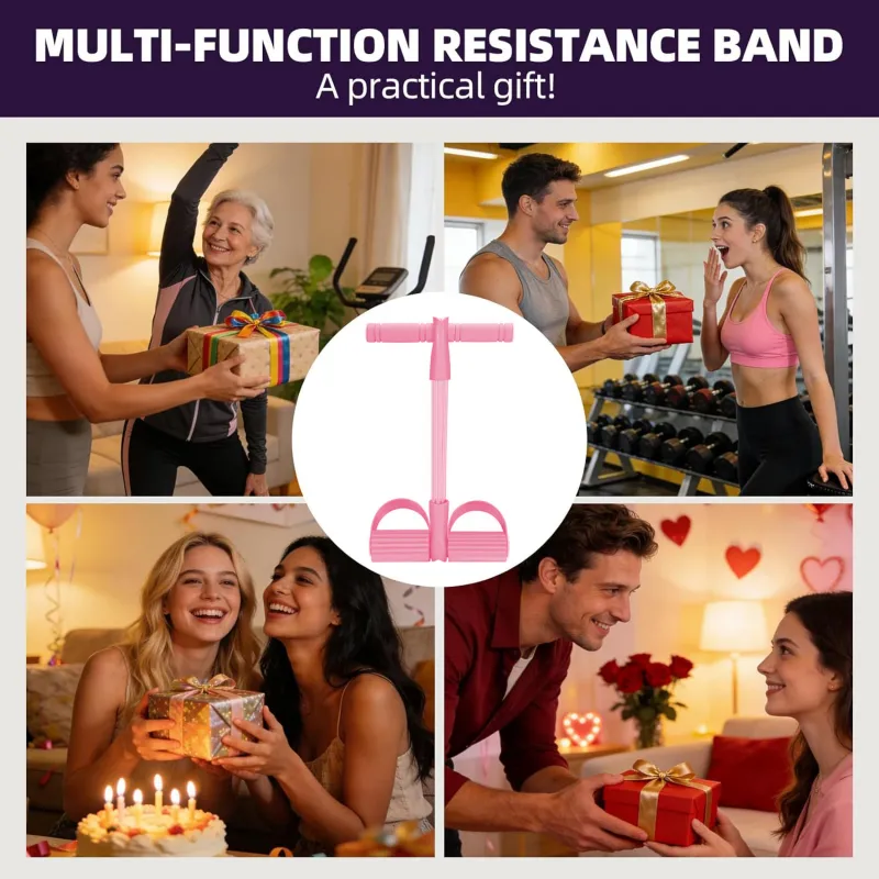 VoVoDeal Pro 6-Tube Pedal Puller - Advanced Resistance Band for Fat Burning (Pink) Purple-8
