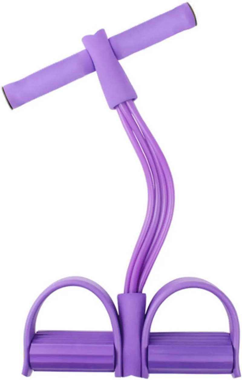 Multifunction Tension Rope, Elastic Yoga Pedal Puller Resistance Band, Natural Latex Tension Rope Fitness Equipment, for Abdomen/Waist/Arm/Leg Stretching Slimming Training - Multicolor Purple-2
