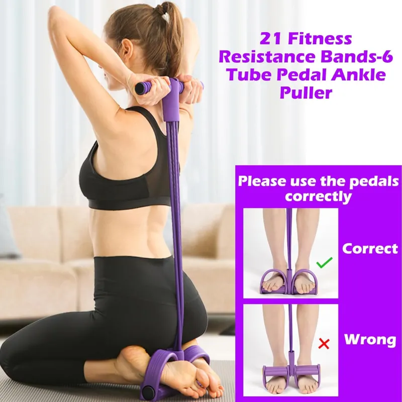 VoVoDeal 4-Tube Pedal Puller - Ultimate Tummy Trimmer for Home Weight Loss Purple-5