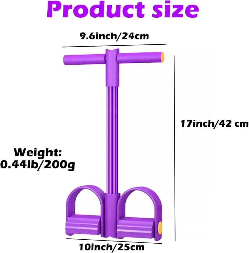 VoVoDeal 4-Tube Pedal Puller - Ultimate Tummy Trimmer for Home Weight Loss Purple-7