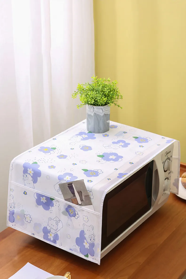 PEVA Microwave Dust Cover, Waterproof and Oil-Proof Cloth for Home Electric Oven, Extended Size for Dust Protection Mixed-2