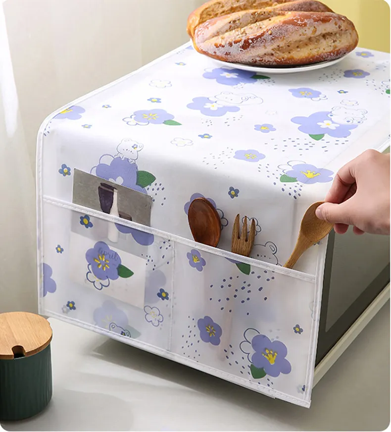 PEVA Microwave Dust Cover, Waterproof and Oil-Proof Cloth for Home Electric Oven, Extended Size for Dust Protection Mixed-3