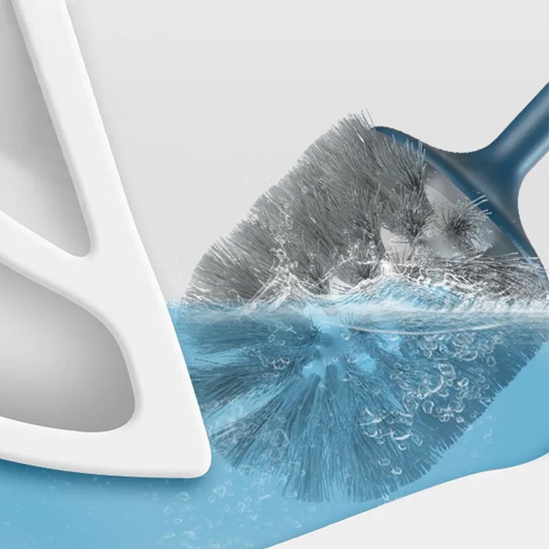 Pig-shaped toilet brush set, no dead ends, long-handled cleaning brush with base. White-4