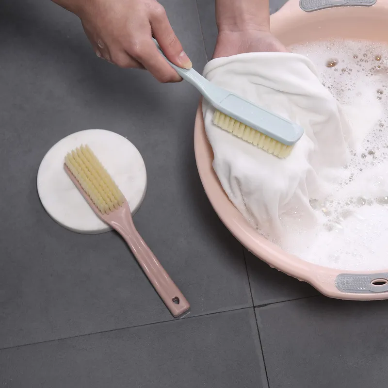 Plastic cleaning brush, laundry brush, scrubbing brush, long-handled shoe cleaning tool, hangable small brush Green-4