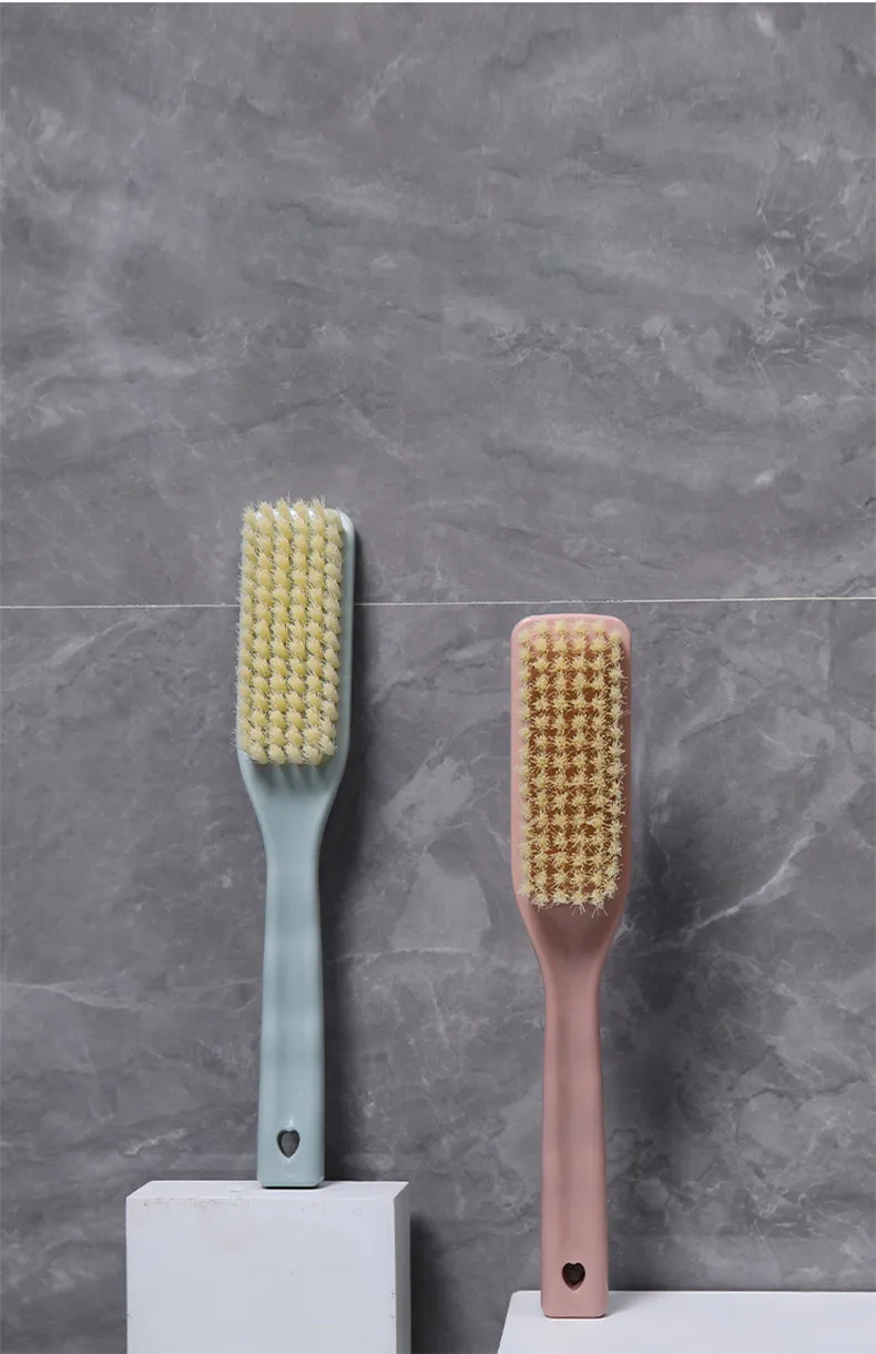 Plastic cleaning brush, laundry brush, scrubbing brush, long-handled shoe cleaning tool, hangable small brush Green-1