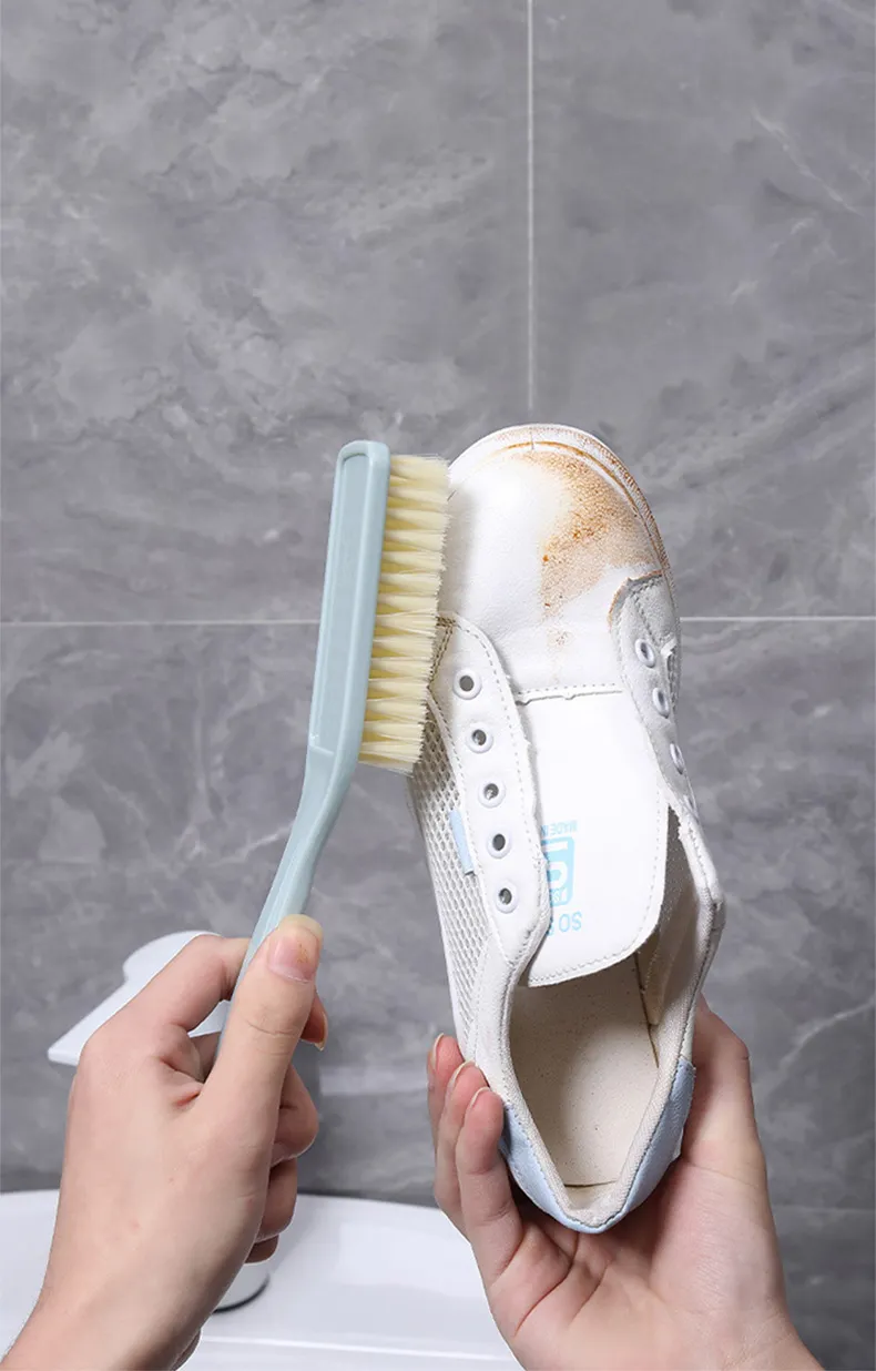 Plastic cleaning brush, laundry brush, scrubbing brush, long-handled shoe cleaning tool, hangable small brush Pink-3