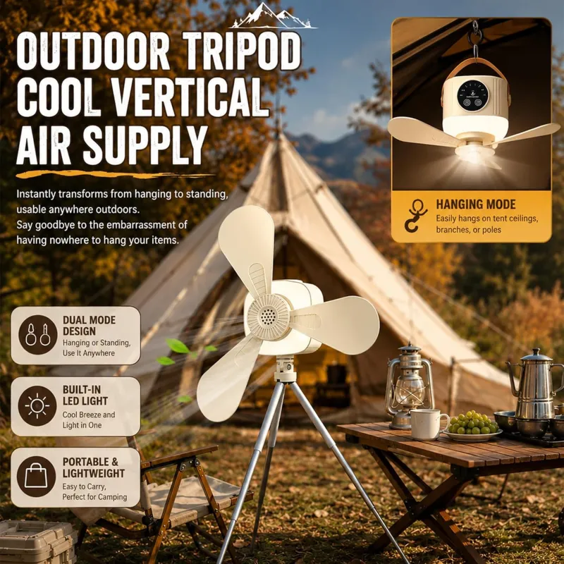 VoVoDeal D01 Portable Ceiling Fan with Remote Control, 7200mAh Rechargeable Camping Fan with LED Night Light & 8H Timer, 4 Speeds Battery Operated Hanging Fan for Tent, RV, Home & Office White-4