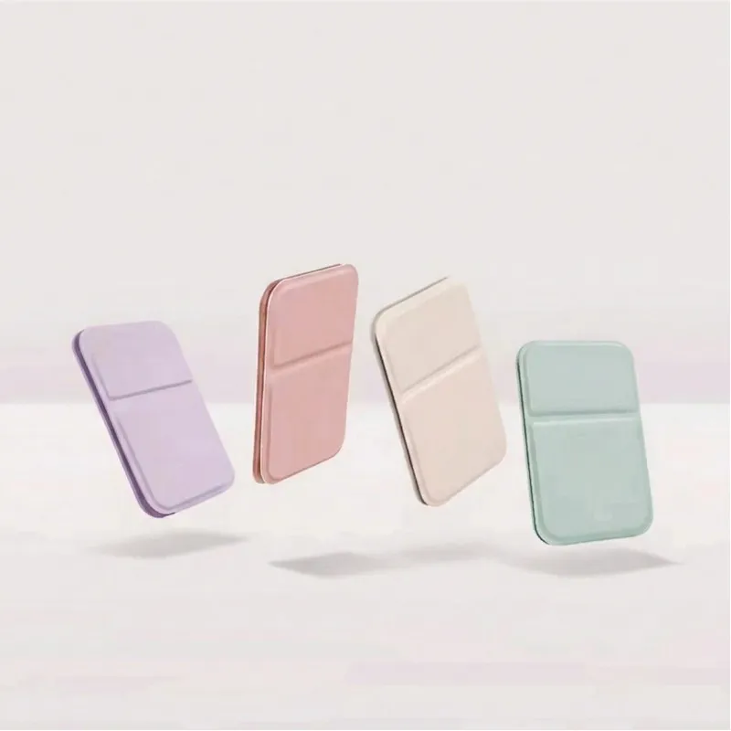 Portable folding mirror for makeup, high-definition desktop mini mirror for girls, can stand, small personal mirror Khaki S-3