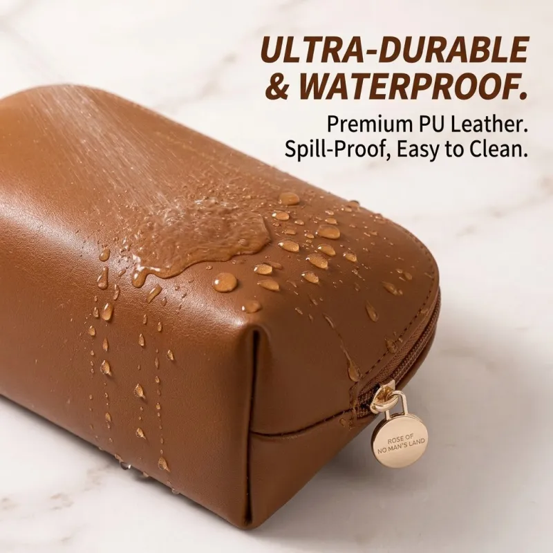 Portable Makeup Bag for Women, Ins Style Toiletry Bag, Travel Cosmetic Storage Bag, Accordion Design, Waterproof and Durable Brown-7