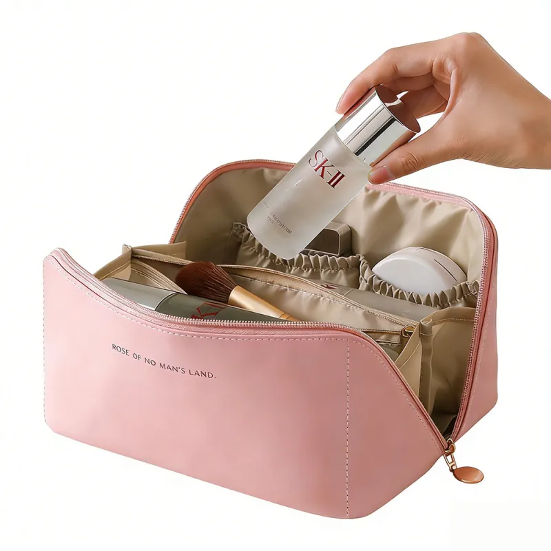 Portable Makeup Bag for Women, Ins Style Toiletry Bag, Travel Cosmetic Storage Bag, Accordion Design, Waterproof and Durable
