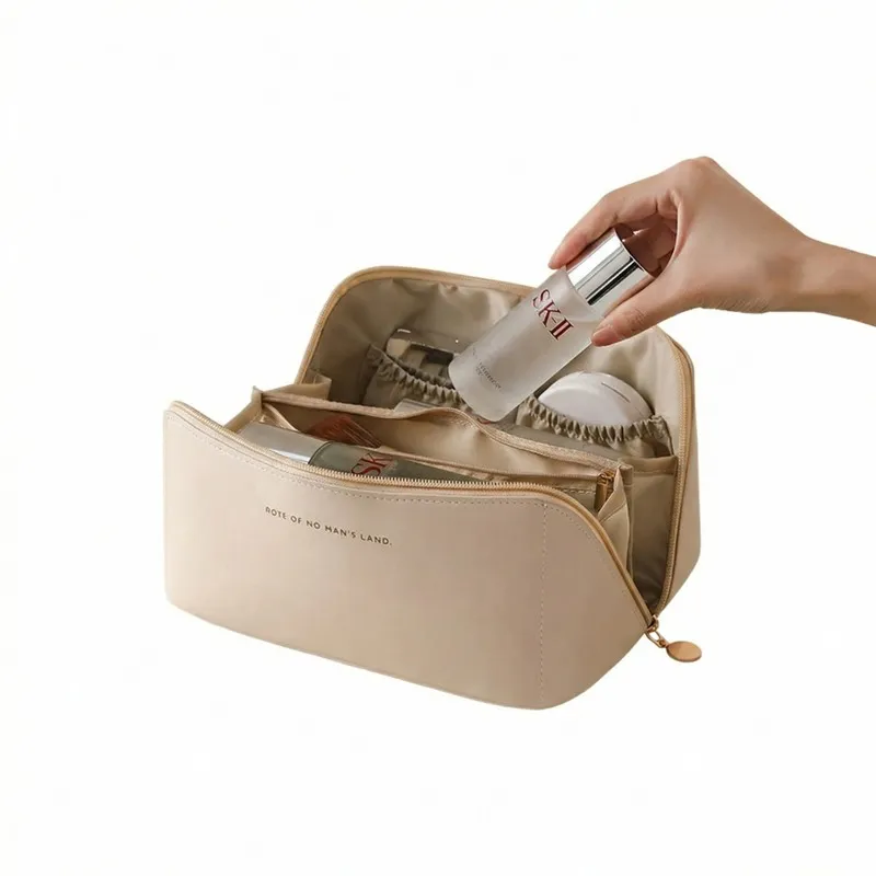 Portable Makeup Bag for Women, Ins Style Toiletry Bag, Travel Cosmetic Storage Bag, Accordion Design, Waterproof and Durable