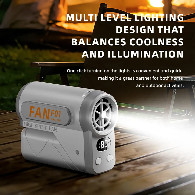 VoVoDeal F01 Portable Waist Belt Fan, 3000mAh Rechargeable 3-in-1 Hands-Free Neck & Handheld Fan, Stepless Speed Control (10-180 Levels), Built-in SOS Emergency Light for Outdoor Work, Camping & Travel Black-7