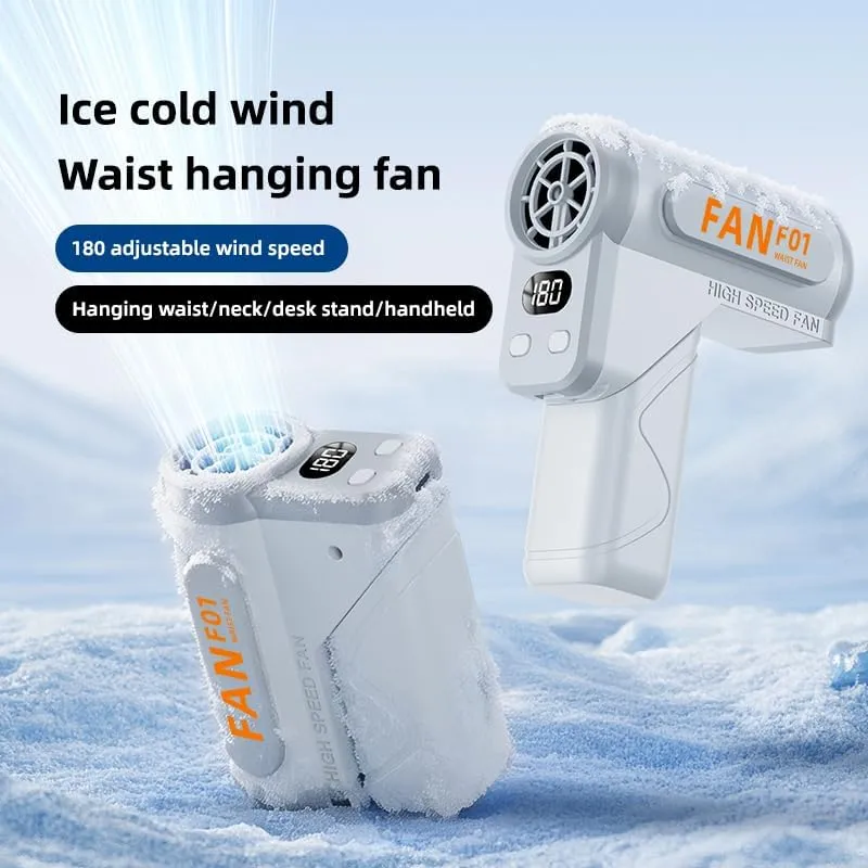 VoVoDeal F01 Portable Waist Belt Fan, 3000mAh Rechargeable 3-in-1 Hands-Free Neck & Handheld Fan, Stepless Speed Control (10-180 Levels), Built-in SOS Emergency Light for Outdoor Work, Camping & Travel White-2
