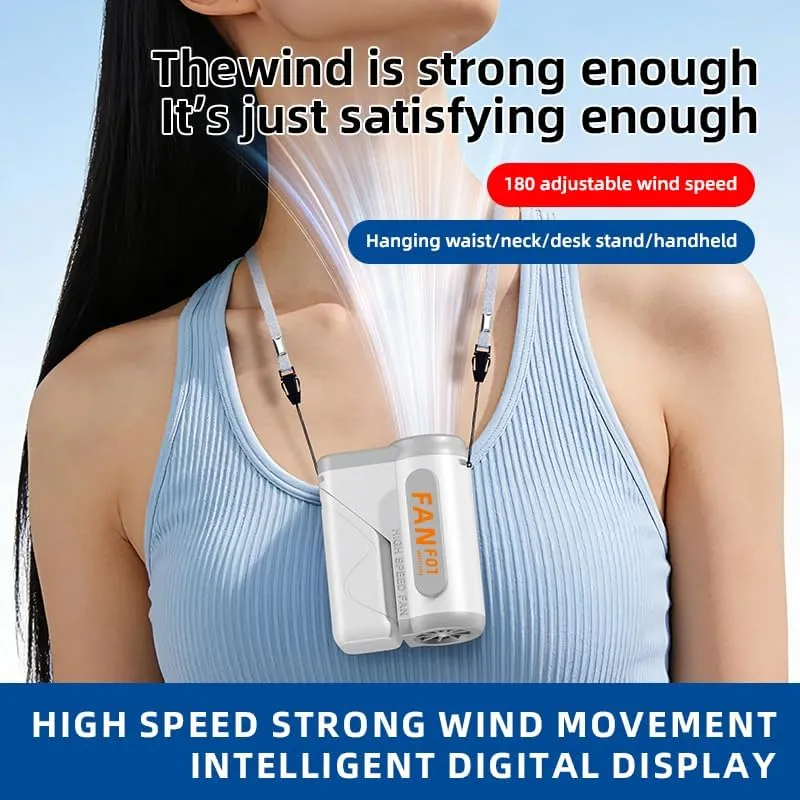 VoVoDeal F01 Portable Waist Belt Fan, 3000mAh Rechargeable 3-in-1 Hands-Free Neck & Handheld Fan, Stepless Speed Control (10-180 Levels), Built-in SOS Emergency Light for Outdoor Work, Camping & Travel White-7