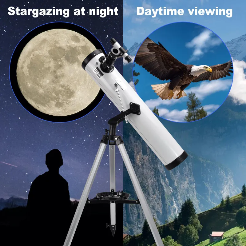 Professional Telescope for Astronomy, 76mm Large Aperture 700mm Reflector Telescope with 525X Ultra HD Zoom White-6
