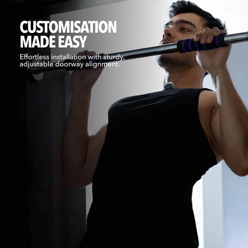 VoVoDeal Pro Chrome Pull-Up Bar - Heavy-Duty 100kg Load Adjustable Doorway Bar Blue-4