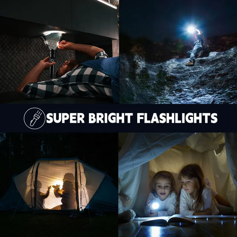 Rechargeable Torch Light High Power, LED Torchlight 10000 Lumens with USB Charging, Powerful Tactical Super Bright Flashlight Black-6