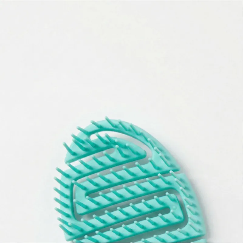 Retro Pompadour Hollow Hair Styling Comb Dual-Use Wet and Dry Massage Bone Comb Curved Large Comb Blue