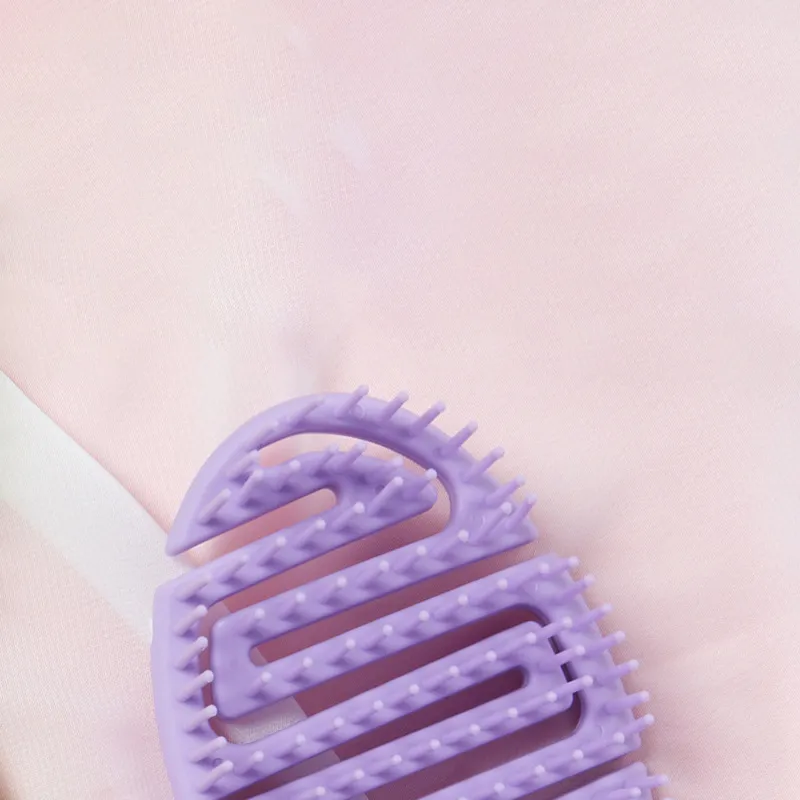 Retro Pompadour Hollow Hair Styling Comb Dual-Use Wet and Dry Massage Bone Comb Curved Large Comb Purple S-2
