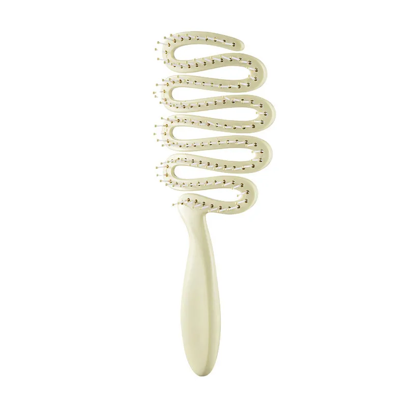 Ribbon-shaped hollow massage comb for women, scalp massaging comb, meridian comb, tangle-free smooth hair care comb, rib-style comb Green