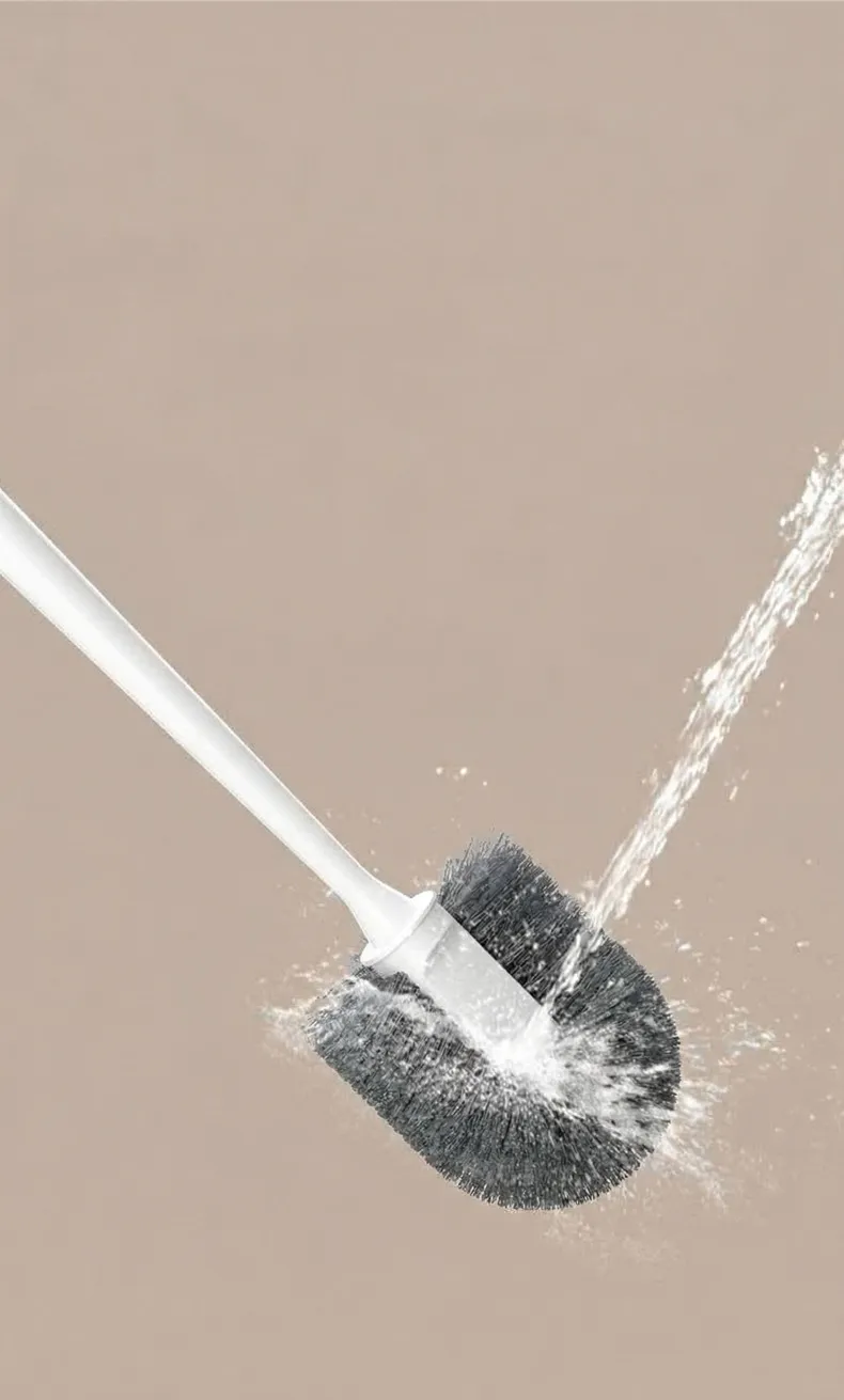 Round Ball No-Dead-Angle Toilet Brush for Home Use White-1