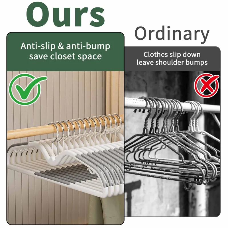 Rubber Coated Metal Suit Coat Hangers 12 Pack, Heavy Duty Clothes Hanger with Chrome and Black Friction, Metal Shirt Jacket Hanger with Round Notches for Dress Green-5