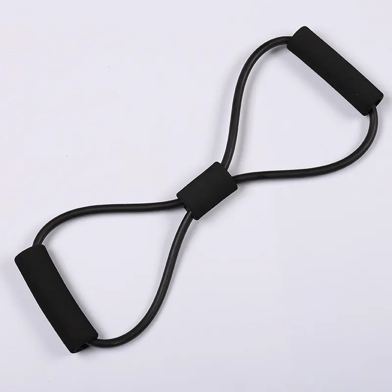 Shaped Resistance Band Elastic Rope Home Gym Gymnastics Exercise Tube Band Black Black-2