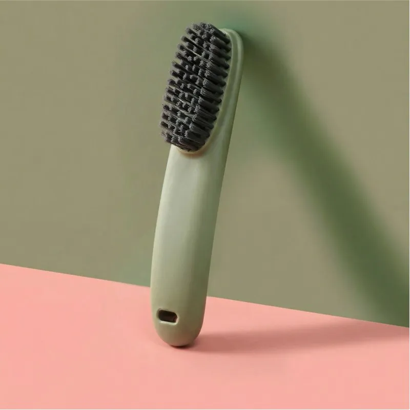 Shoe and laundry brush with long handle and soft bristles, cleaning brush, scrubbing brush, shoe brush Green-2