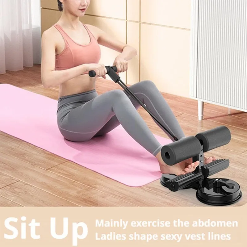 Upgraded Double Suction Cups Sit Up Bar, Portable Sit-Up Assistant Device, Fixed Foot Abdominal Muscle Trainer Device, Portable Sit Up Bar with Foam Padded for Floor, Abs Home Workout Black-2