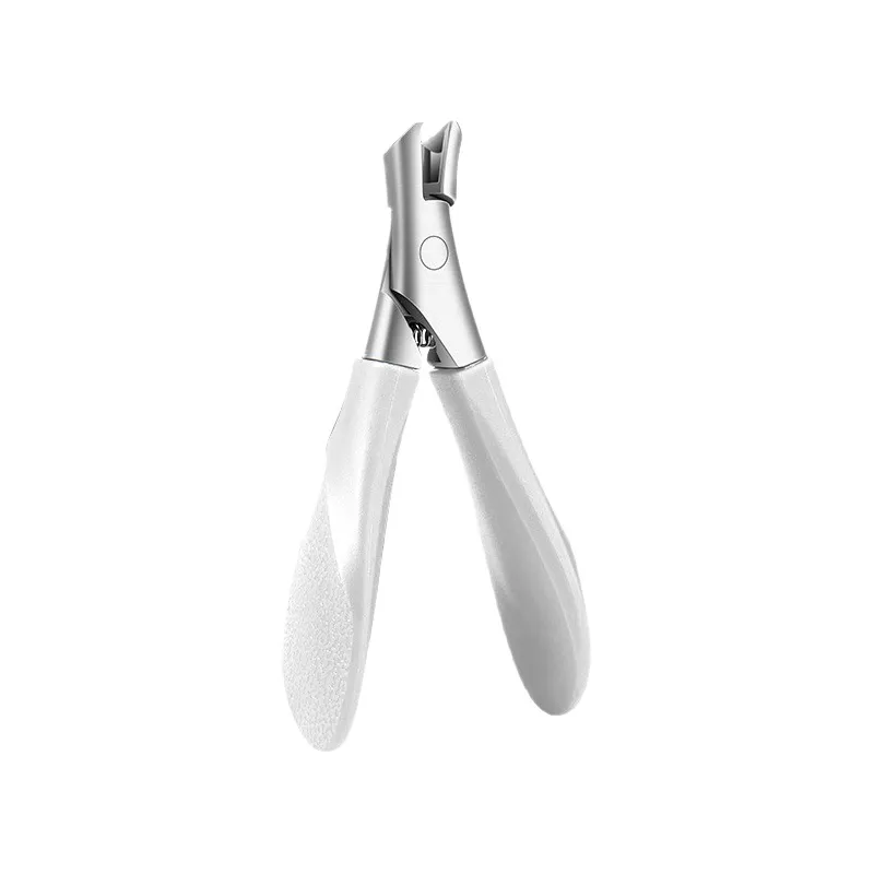 Small, angled nail clippers with anti-splash design, suitable for trimming thick, hard toenails