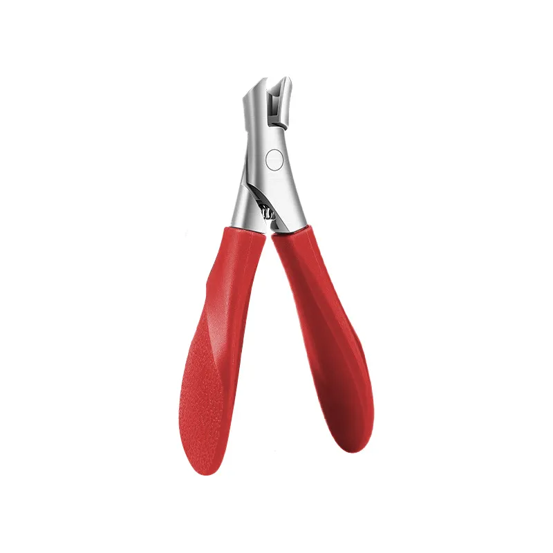 Small, angled nail clippers with anti-splash design, suitable for trimming thick, hard toenails