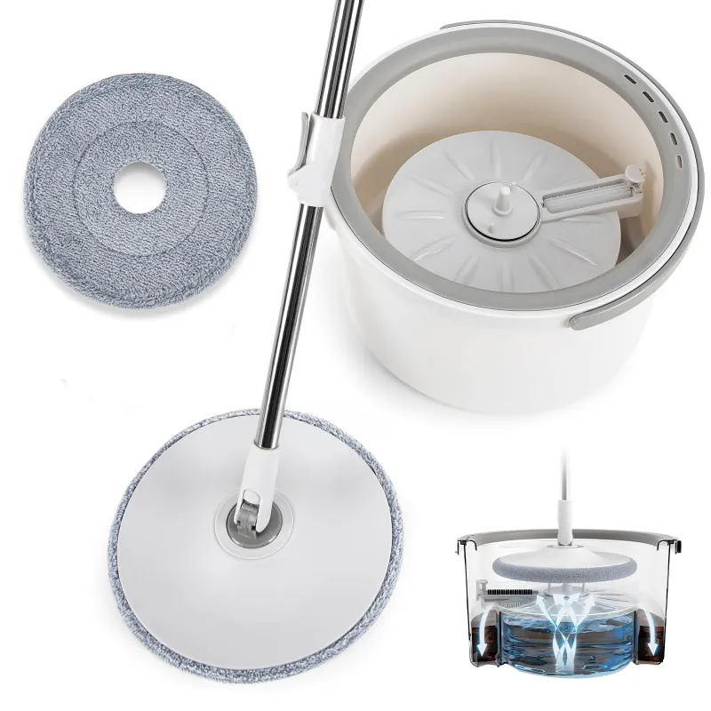 Spin Mop Bucket System, Deluxe 360 Spinning Mop Bucket, Floor Cleaning System,  Cleaning Support Self Separation Sewage and Clean Water
