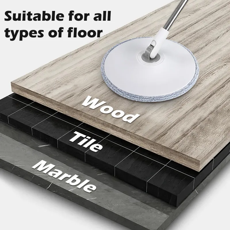 Spin Mop Bucket System, Deluxe 360 Spinning Mop Bucket, Floor Cleaning System,  Cleaning Support Self Separation Sewage and Clean Water White-6