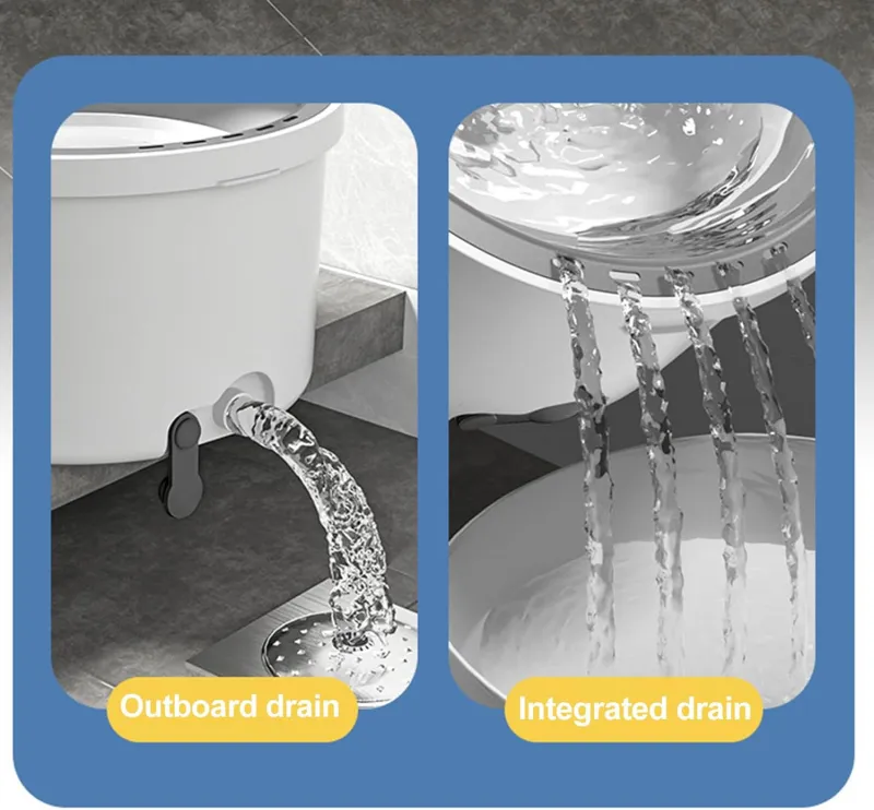 Spin Mop Bucket System, Deluxe 360 Spinning Mop Bucket, Floor Cleaning System,  Cleaning Support Self Separation Sewage and Clean Water White-9