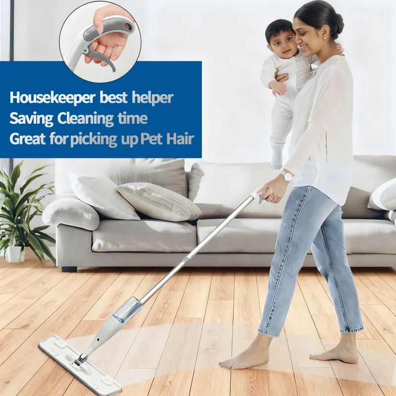 Spray Mop, Pivoting Flat Head, Fine Mist Refillable Bottle, White White-7