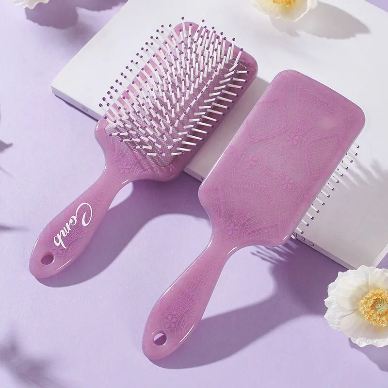 Square Totem Massage Fluffy Hairbrush with Airbag, Detangling Cushion Brush, High Elastic Head Massage Brush Green S-3