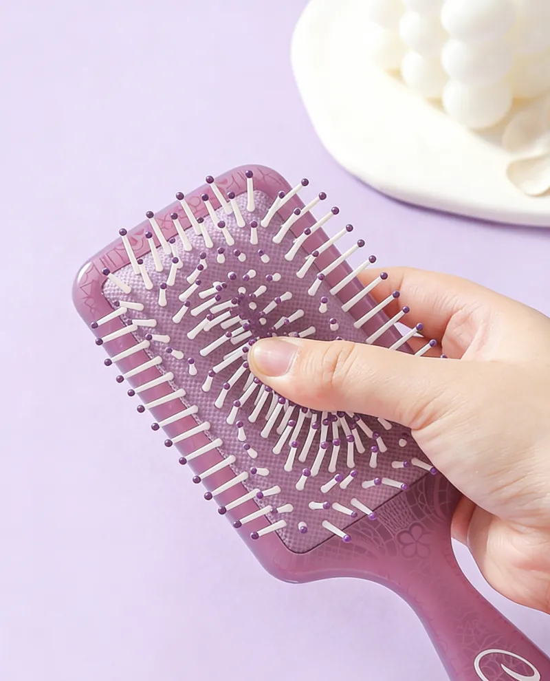 Square Totem Massage Fluffy Hairbrush with Airbag, Detangling Cushion Brush, High Elastic Head Massage Brush Green S-4