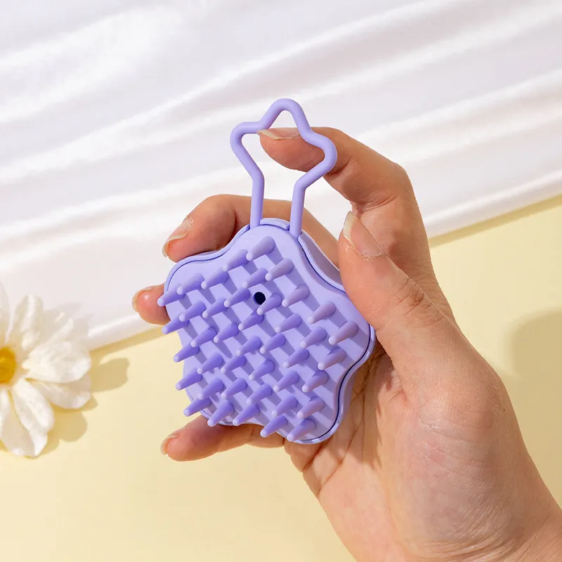 Star dual-use wet and dry coarse-tooth scalp cleansing and massaging comb, soft anti-itch shampoo head massager comb Pink S-3