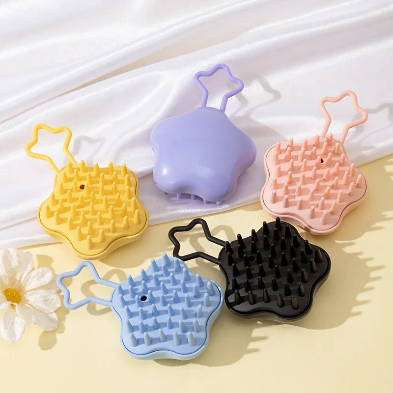 Star dual-use wet and dry coarse-tooth scalp cleansing and massaging comb, soft anti-itch shampoo head massager comb Blue S-3