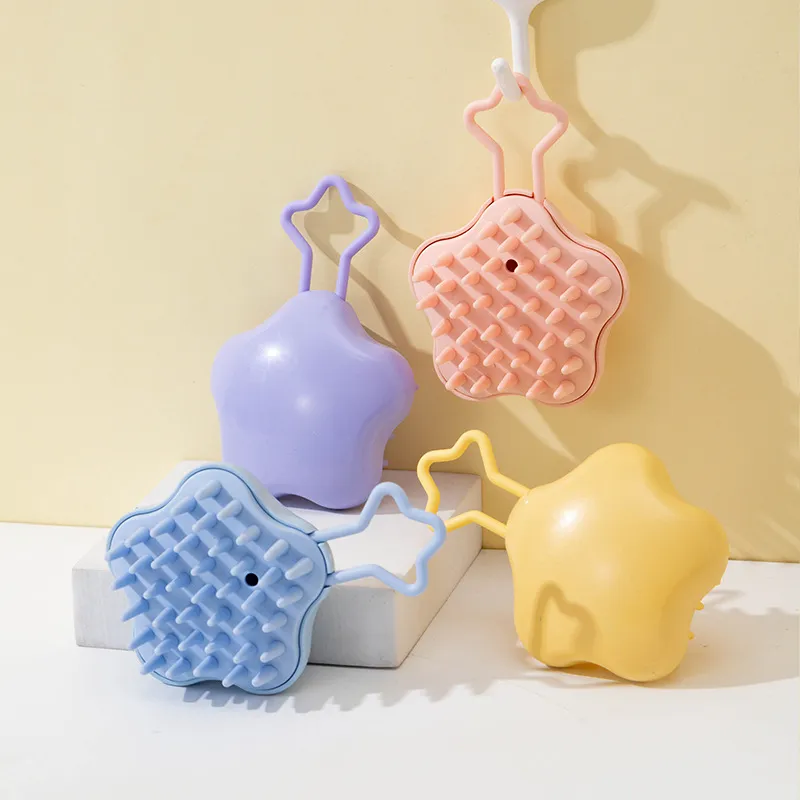 Star dual-use wet and dry coarse-tooth scalp cleansing and massaging comb, soft anti-itch shampoo head massager comb Purple S-4