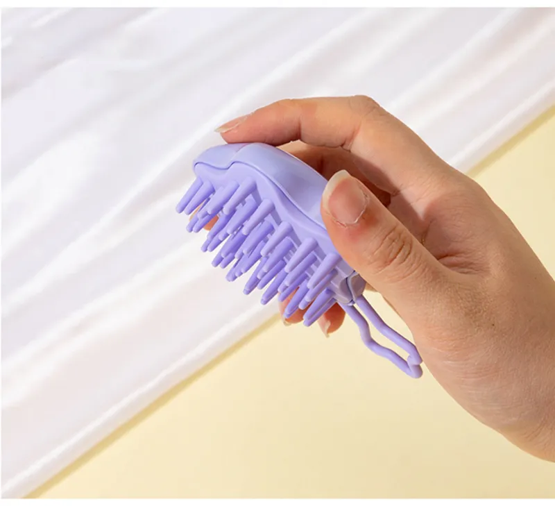 Star dual-use wet and dry coarse-tooth scalp cleansing and massaging comb, soft anti-itch shampoo head massager comb Purple S-1